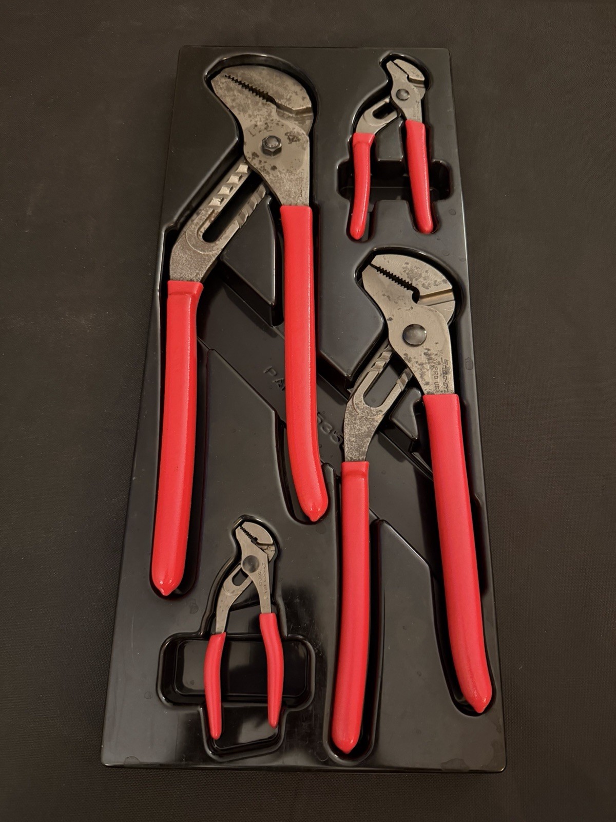 Snap On Tools AWP404 4-pc Adjustable Joint Pliers Set Red with Tray