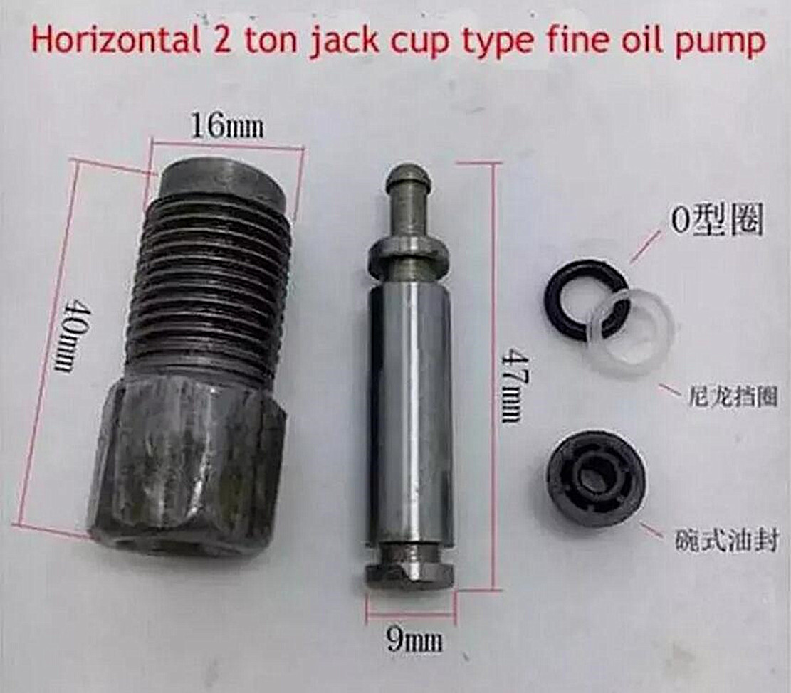 Set Horizontal 2T Jack Ton Oil Pump Plunger Fine Pump Cup 16 Threaded Teeth Part