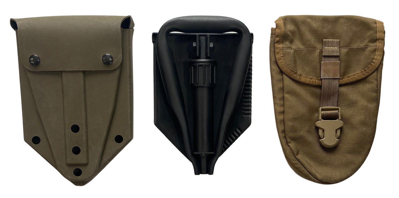 USGI Military Entrenching Tool with 2 cases - MOLLE Coyote/ALICE OD Green
