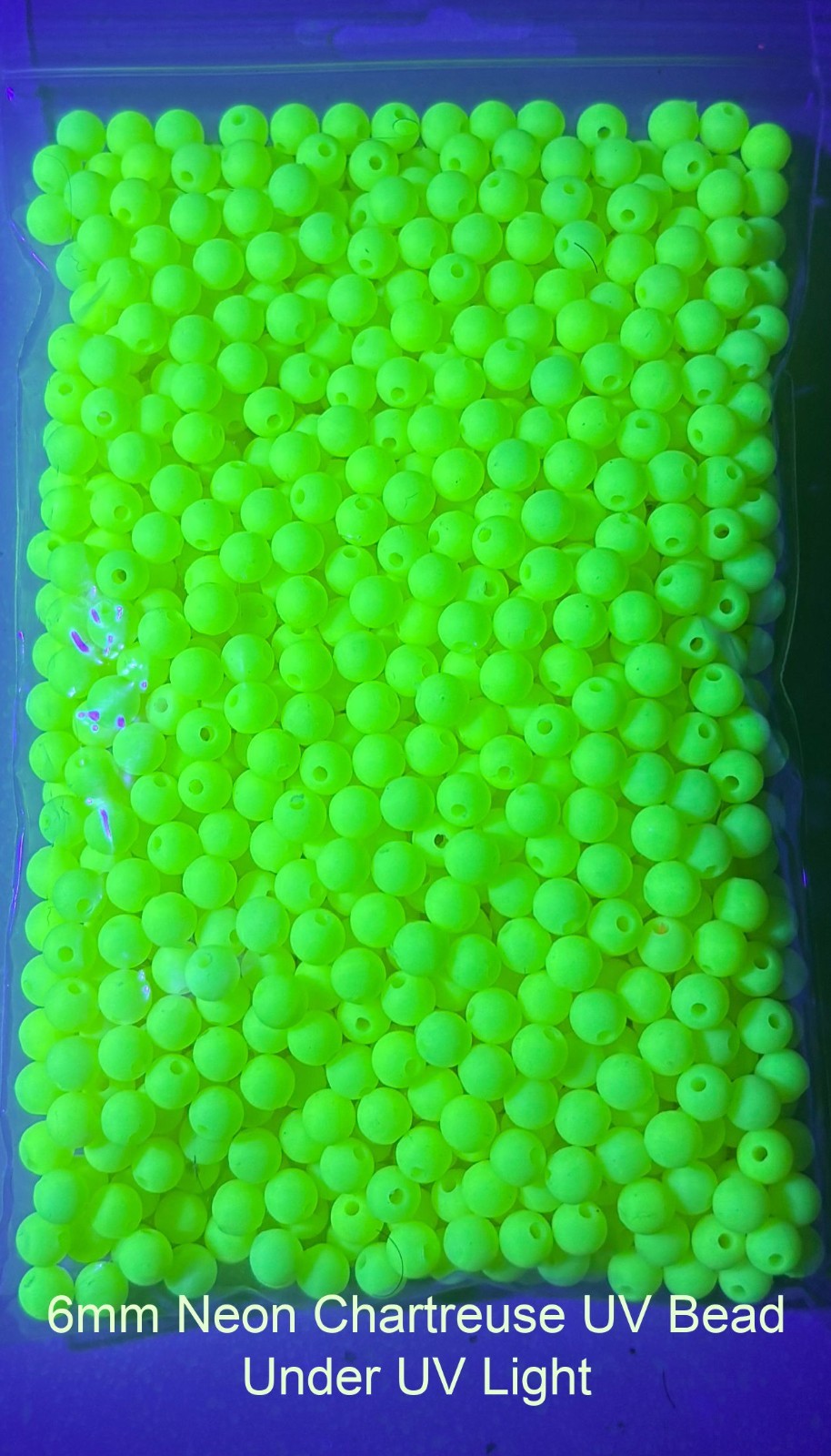 Pkg of 1000 each Neon Chartreuse UV 6mm plastic round beads