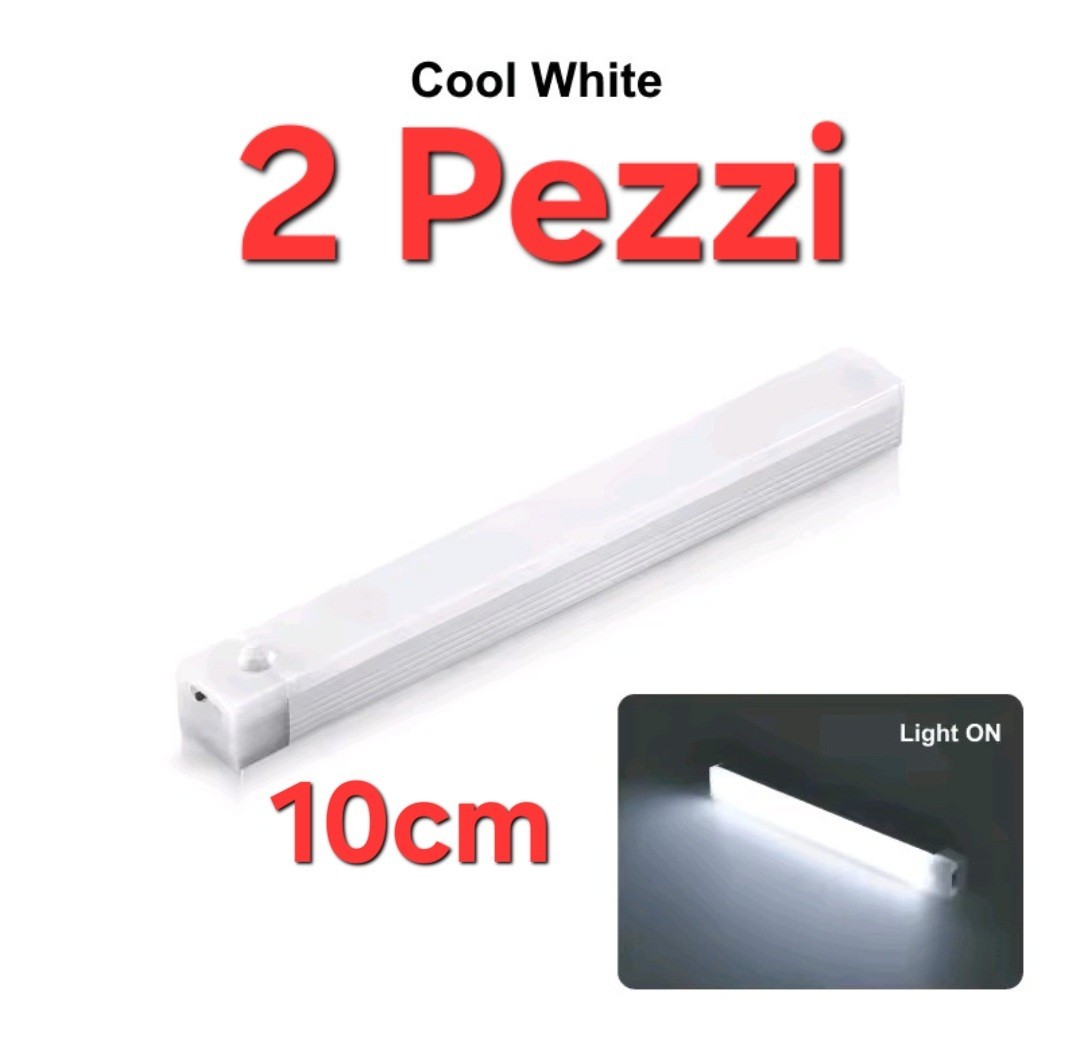 2 Long Light Bars 10cm LED 6000K Sensor Movement USB Cool White (Foreign Shipping