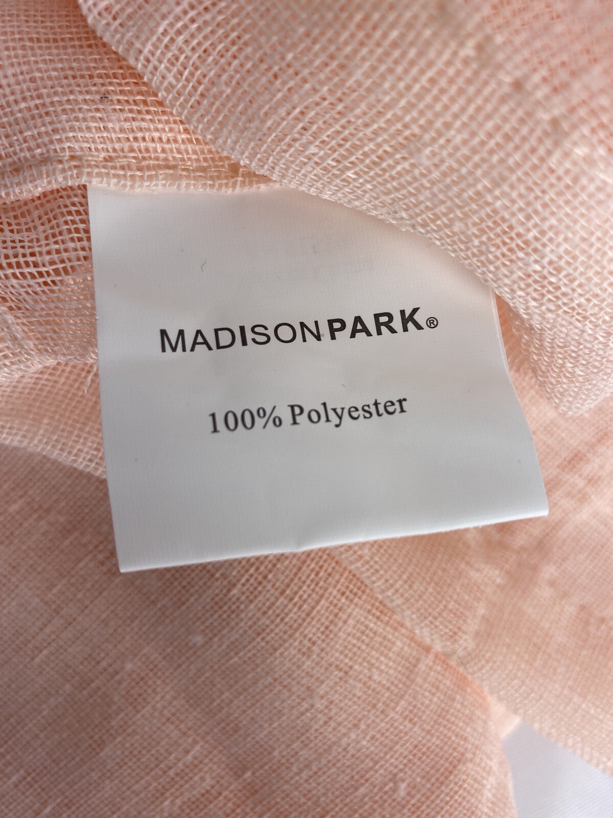 Madison Park Rosette Tab Top Solid Window Curtain Panel Drape 50" x 84” Blush