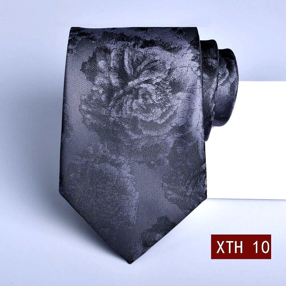 New Classic Floral Solid Black JACQUARD WOVEN 100% Silk Men's Necktie Tie