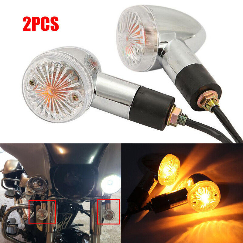 Amber 2x 12V Motorcycle Bullet Turn Signal Direction Indicator Light Lamp Bulbs