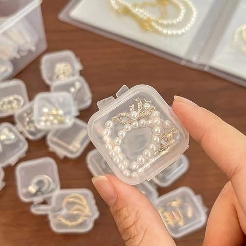 Pcs Mini Jewelry Storage Containers, 1.37 x 1.37 x 0.7 Inches,Clear Plastic 40