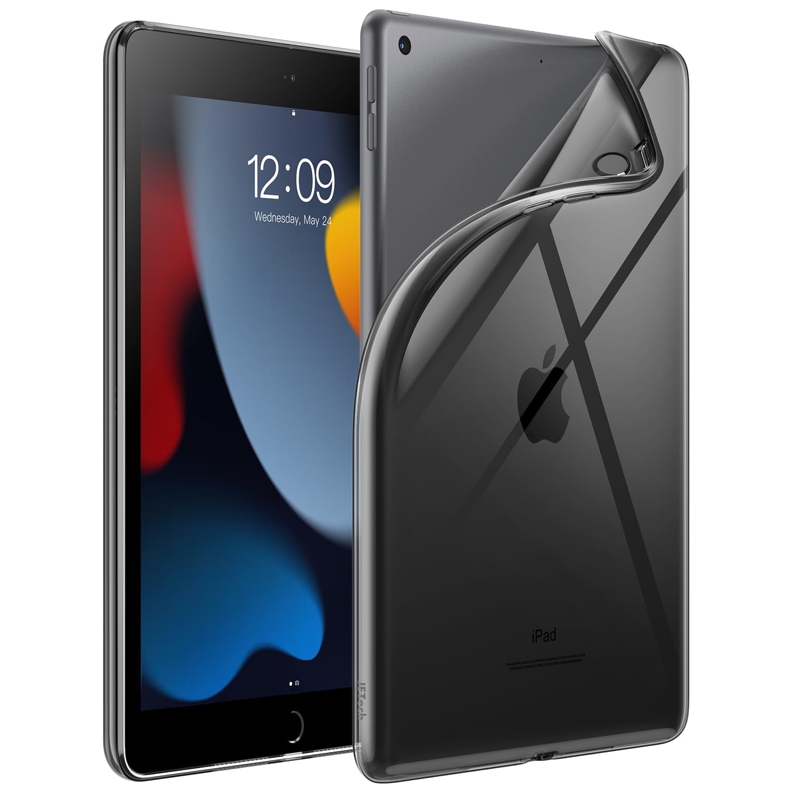 Slim Black-Clear Case for iPad 5-11th &Mini 1-7 &Air 11/13" M2/M3/M4 & Pro 12.9"