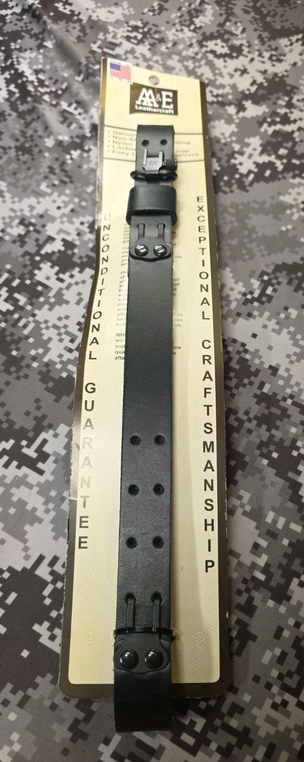 AA&E LEATHERCRAFT BLACK LEATHER RIFLE SLING WITH SWIVELS