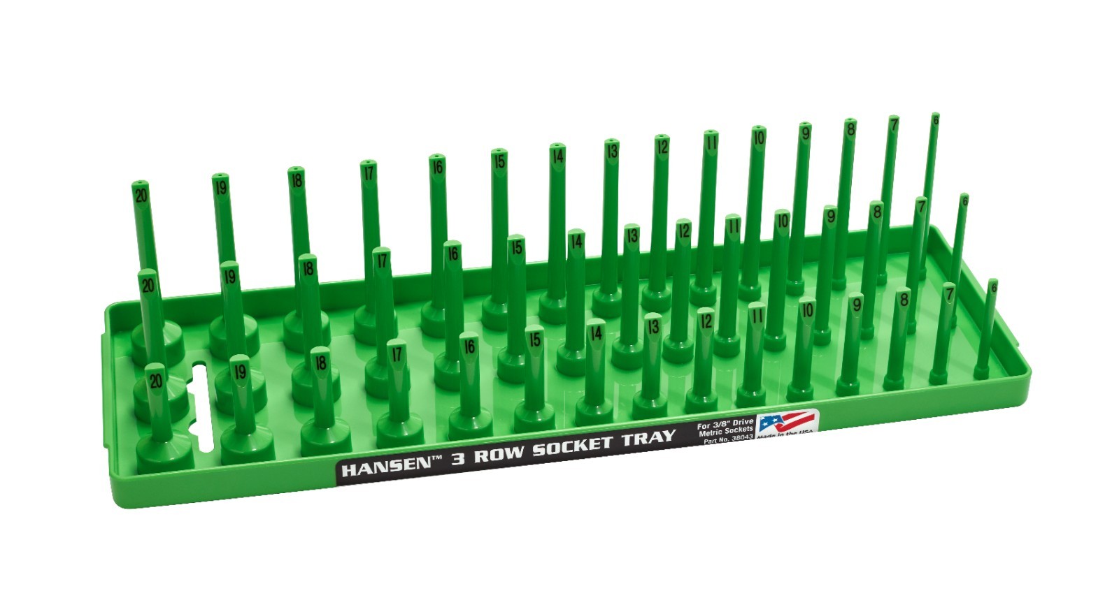 Hansen 6pc Socket Holder Tray Organizer Set 3 Row 1/4 3/8 1/2 Deep Shallow