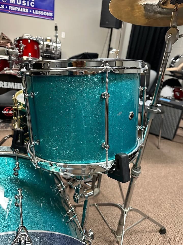 JJRums 3 Piece Drum Set Sizes In Description - Aqua Sparkle