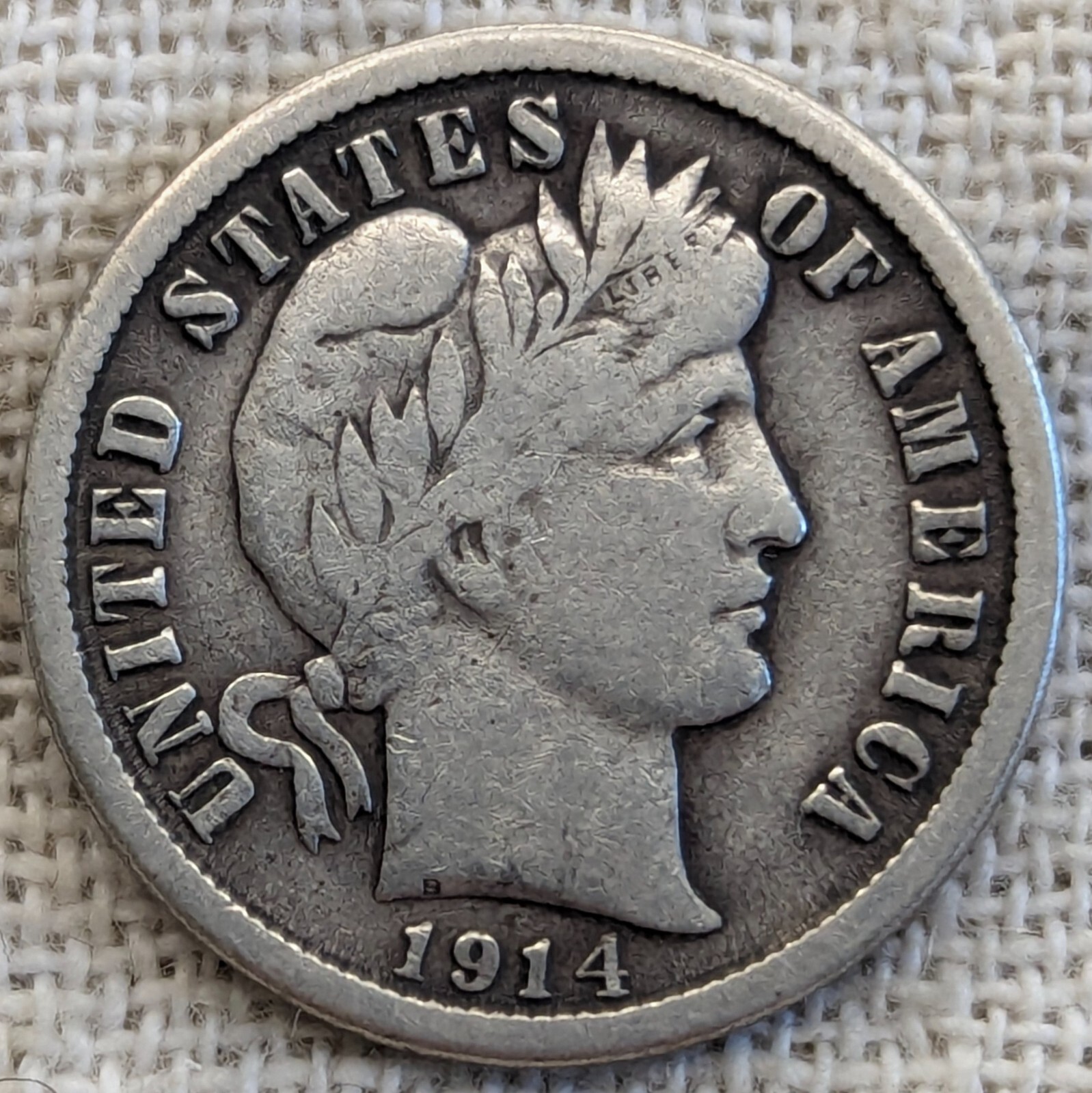 1914 Barber Dime VF : Very Fine, Full 'LIBERTY', Exc. Condition -.9 Fine Silver