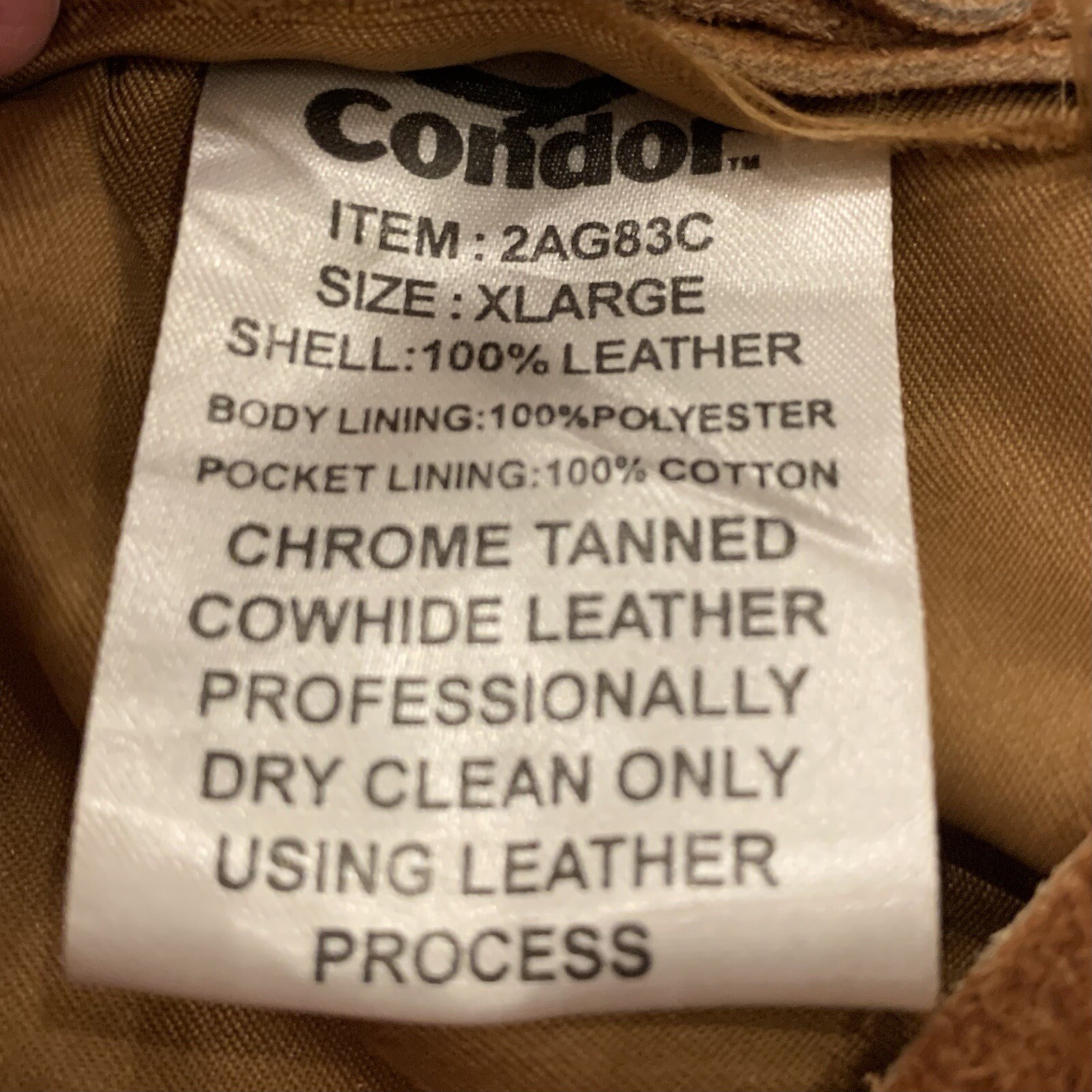 New- Condor 2Ag83 Welding Jacket, Brown, Leather, Xl