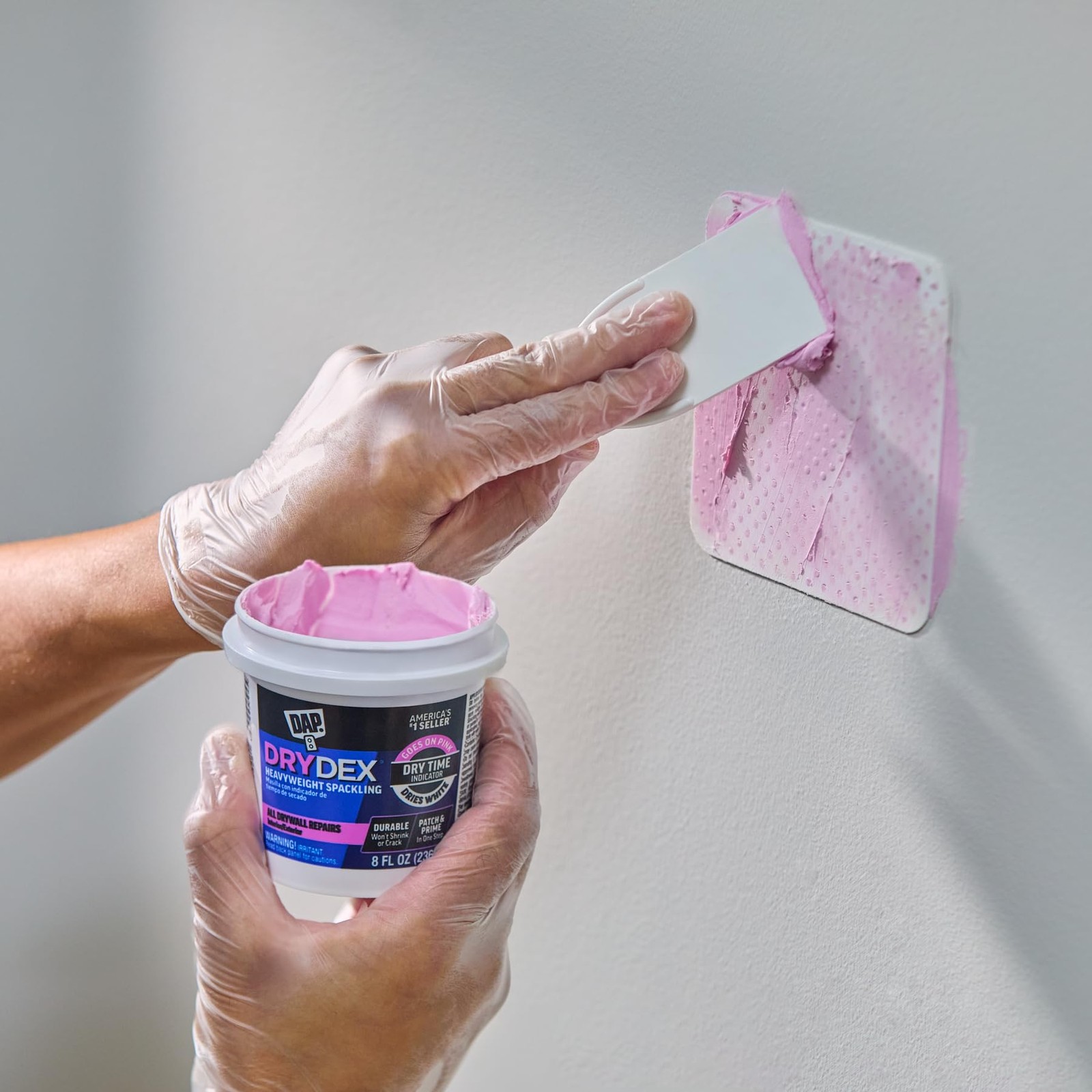 DAP DryDex Spackling Wall Repair Patch Kit, with Pink/White 8 oz,