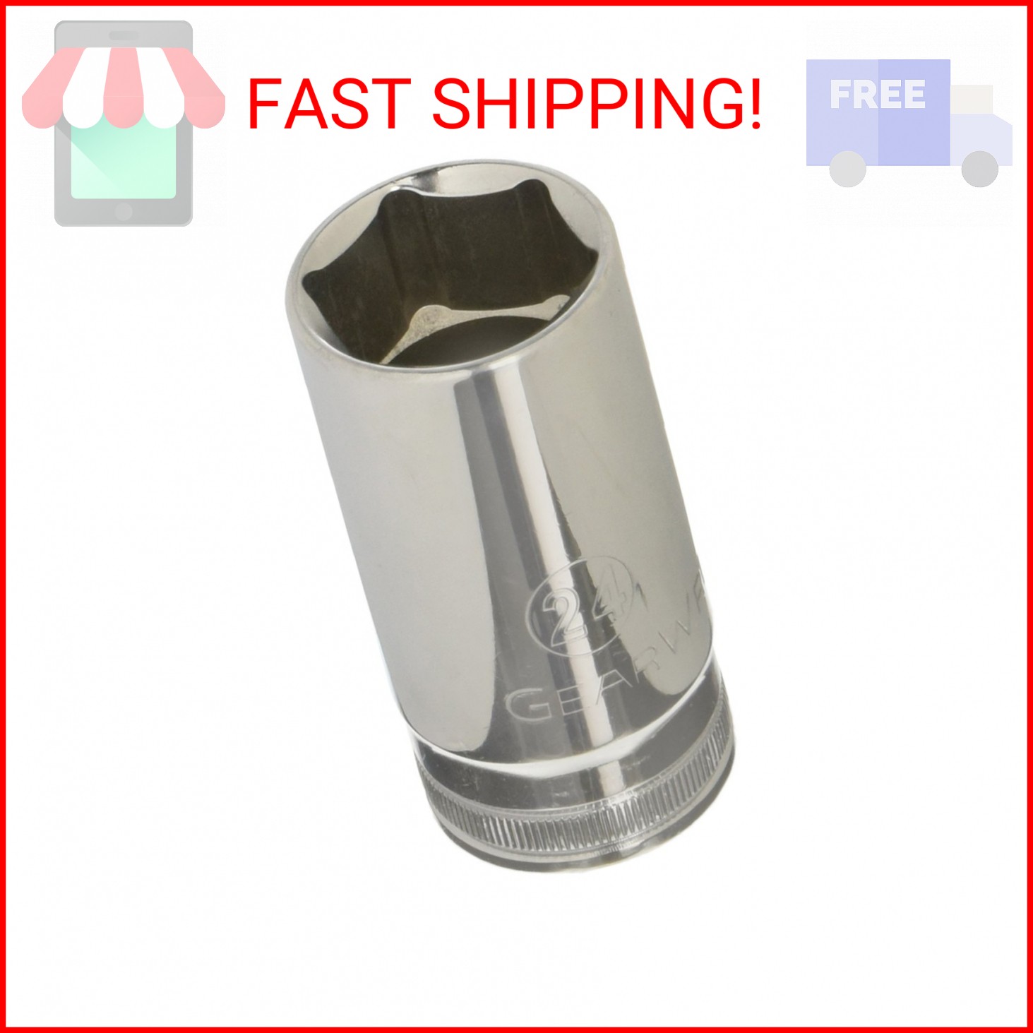 GEARWRENCH 3/8" Drive 6 Pt. Deep Socket, 24mm - 80409