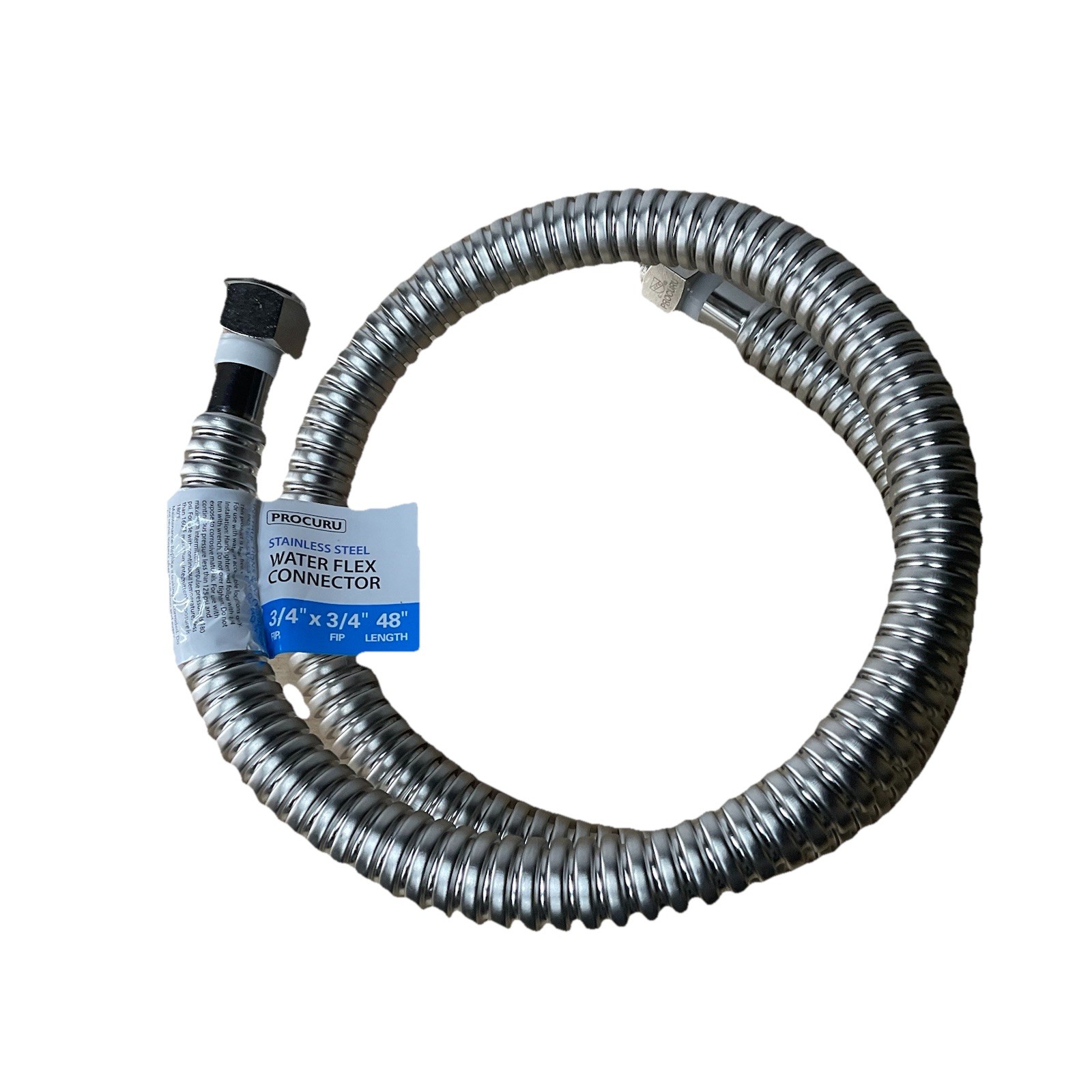 PROCURU 3/4" FIP x 48" (4Ft) Stainless Steel Water Heater Flex Connector