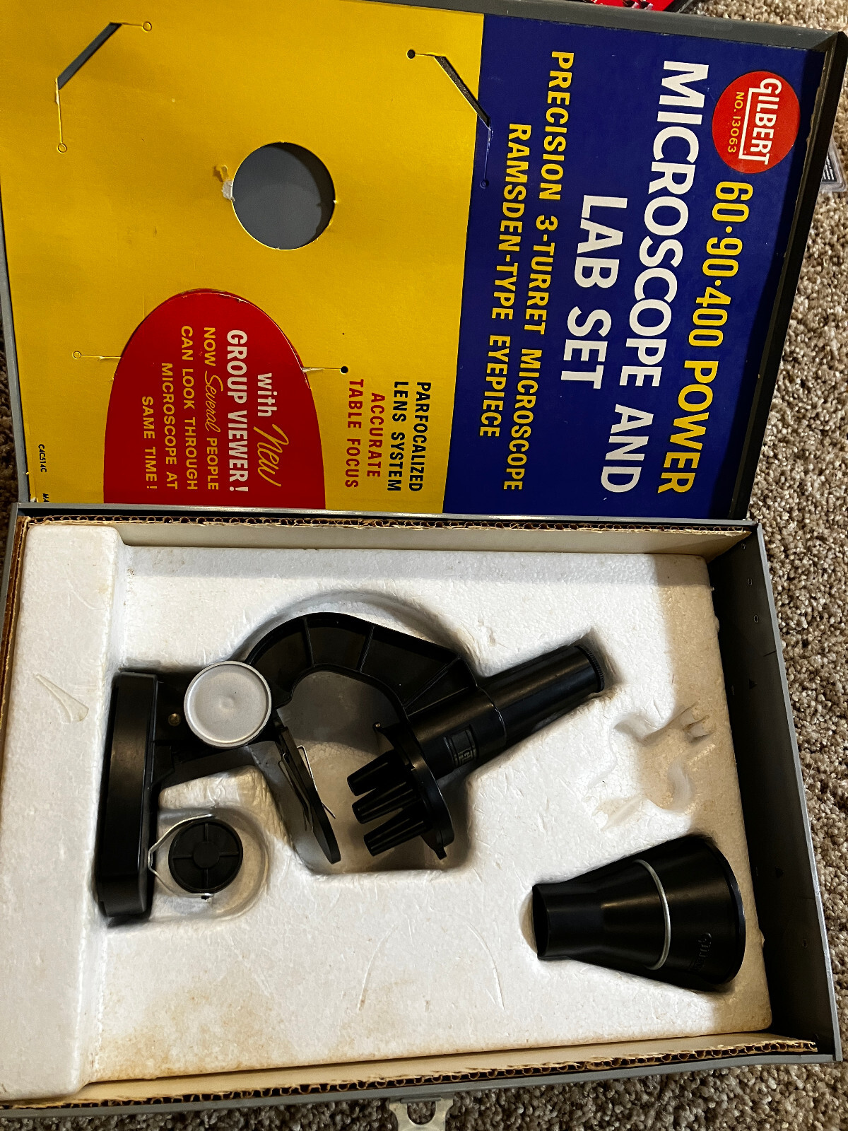 Vintage Gilbert Chemistry Microscope and Lab Set Metal Case NOT COMPLETE