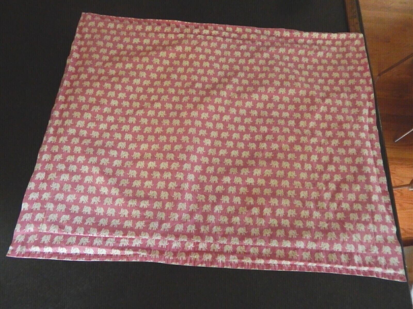 Pottery Barn Kids Elephant Pillow Case Sham Pink & Off White RETIRED PATTERN