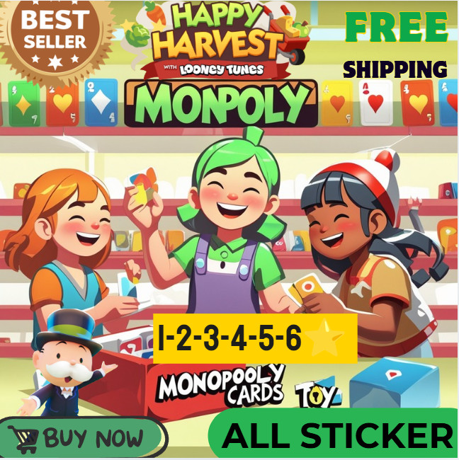 💚Monopoly Stickers Go - Happy Harvest Album_1- 6⭐All sticker🔥-24/7🔥