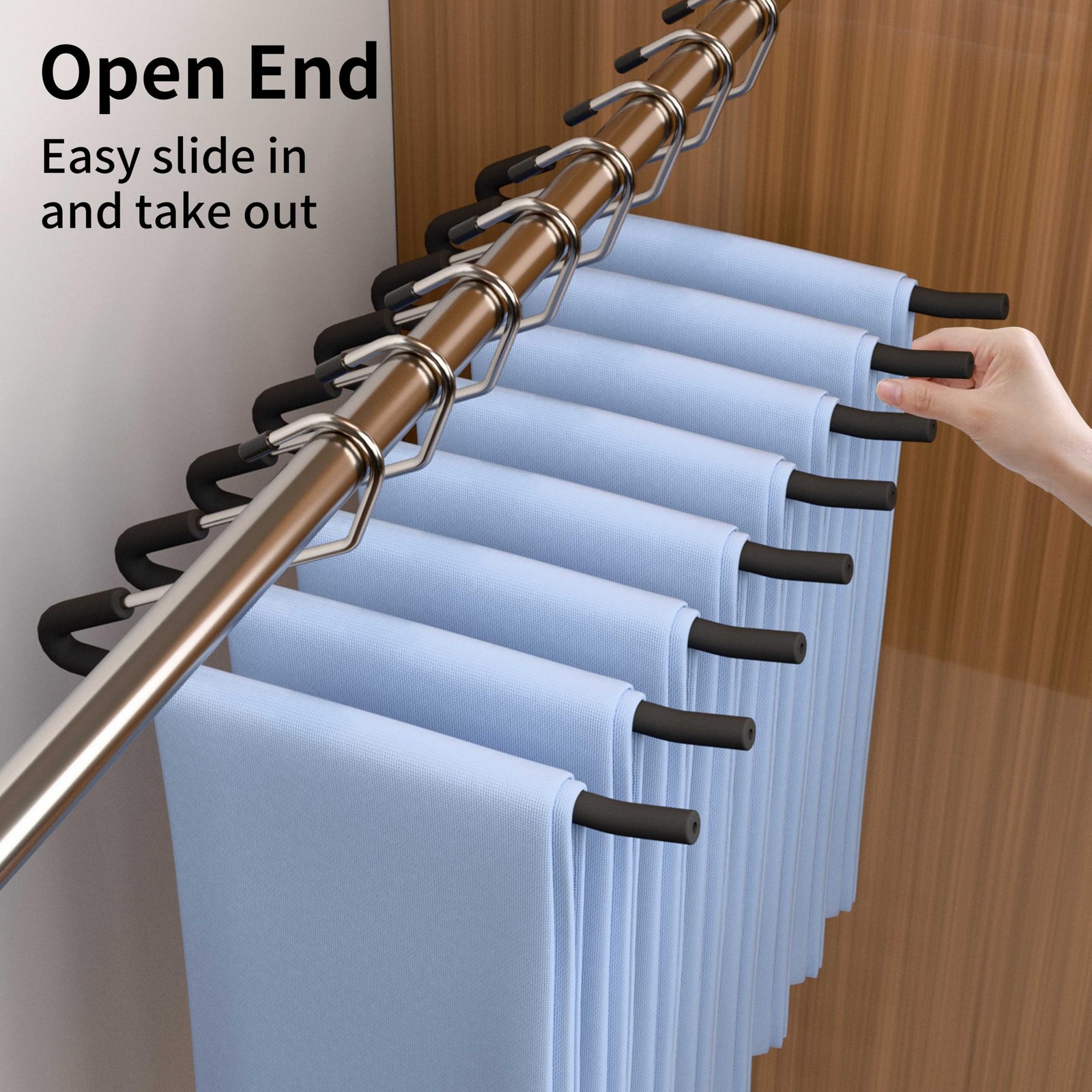 Pants Hangers Open Ended 10 Pack Heavy Duty Metal Clothes Hangers for Jeans, ...