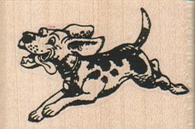 Spotted Dog Running 2 x 1 1/4" Mounted Rubber Stamp, Dog Stamp, Doggy Stamp