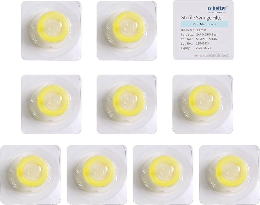 Cobetter 13mm Sterile PES Membrane 0.22um Luer Lock/Luer Slip Syringe Filter x10