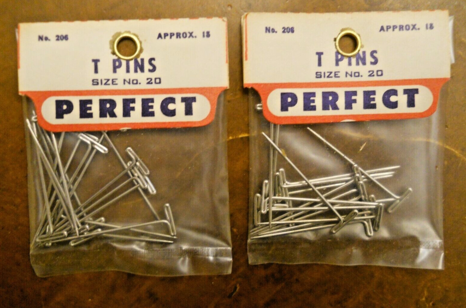 PERFECT #206 T-PINS SIZE 20, 2 PACKAGES (NEW IN SEALED PACKAGE)