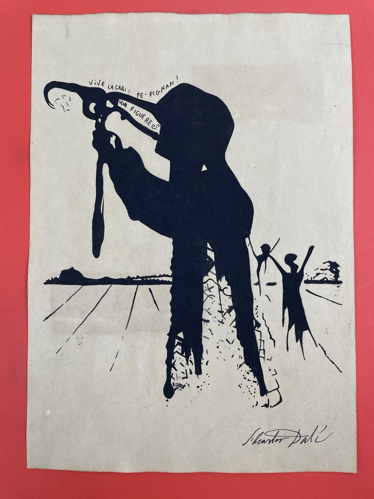 Salvador Dali (Handmade) Drawing mixed media on paper signed & stamped