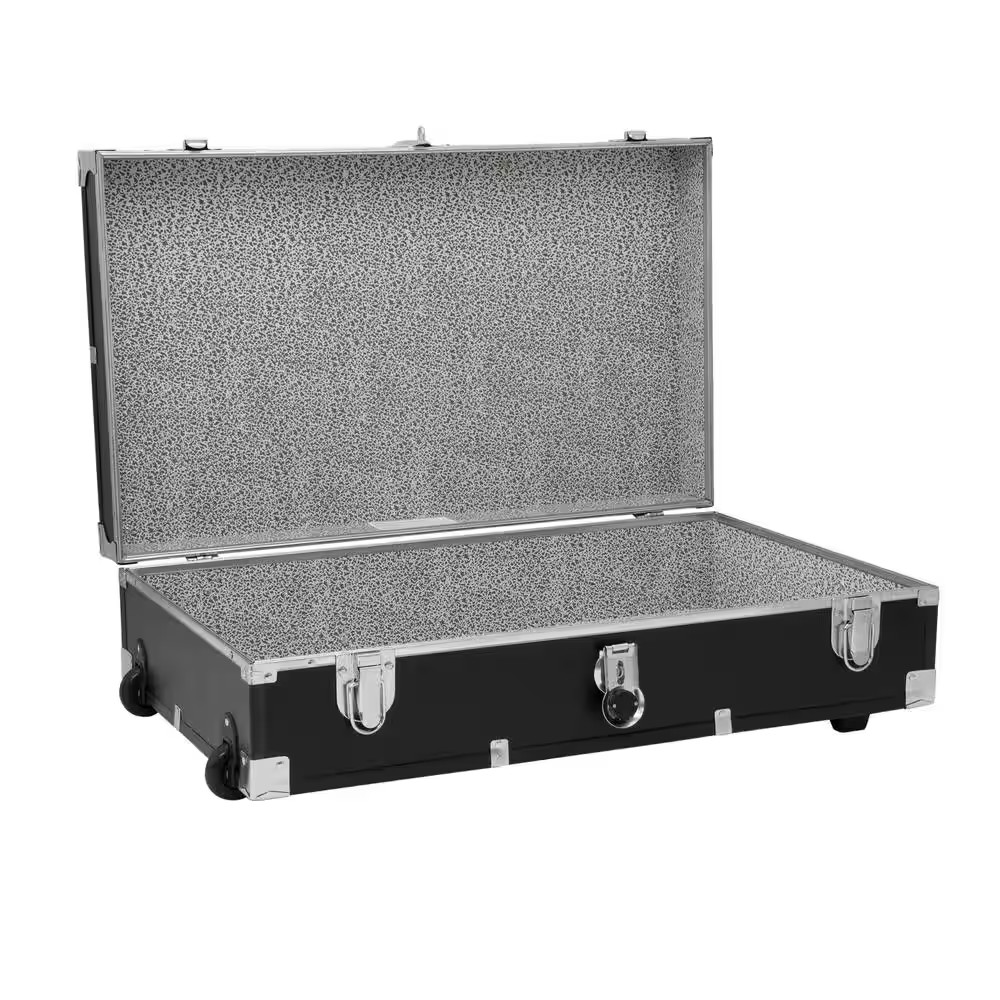 Under the Bed Footlocker Black Storage Trunk