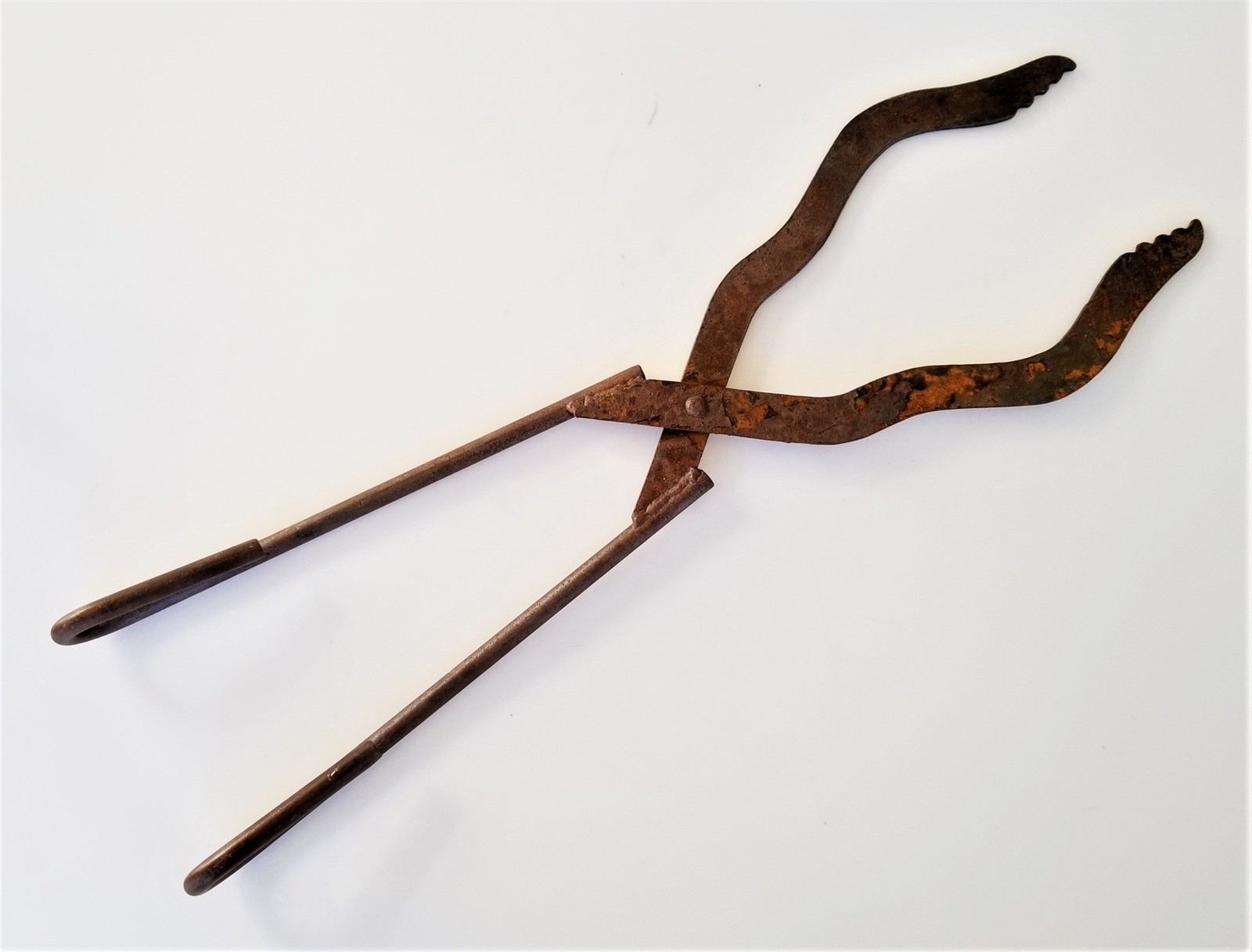 antique HUGE 28" BLACKSMITH TONGS tool wrought iron