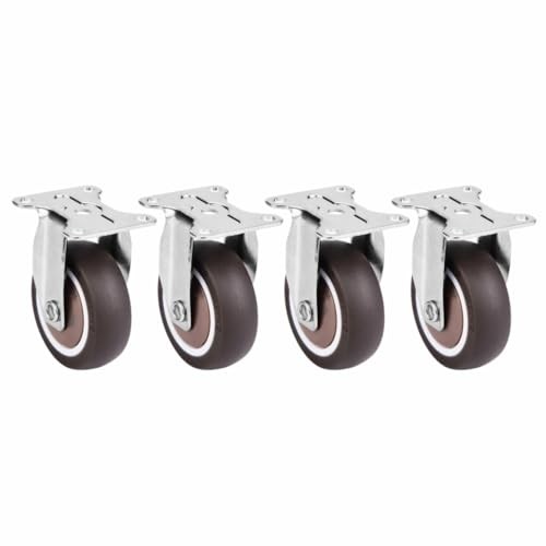 4Pcs 2in TPE Rubber Swivel Plate Casters – Sealed Bearing, No Noise Wheels for