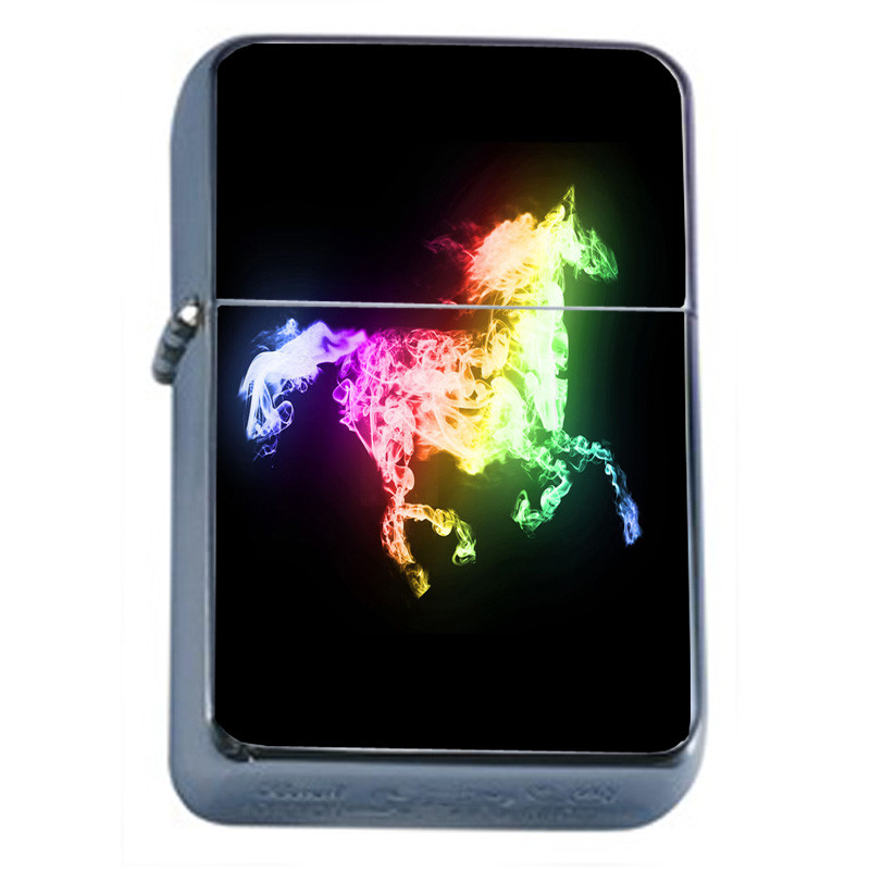 Rainbow Horse Em1 Flip Top Oil Lighter Wind Resistant