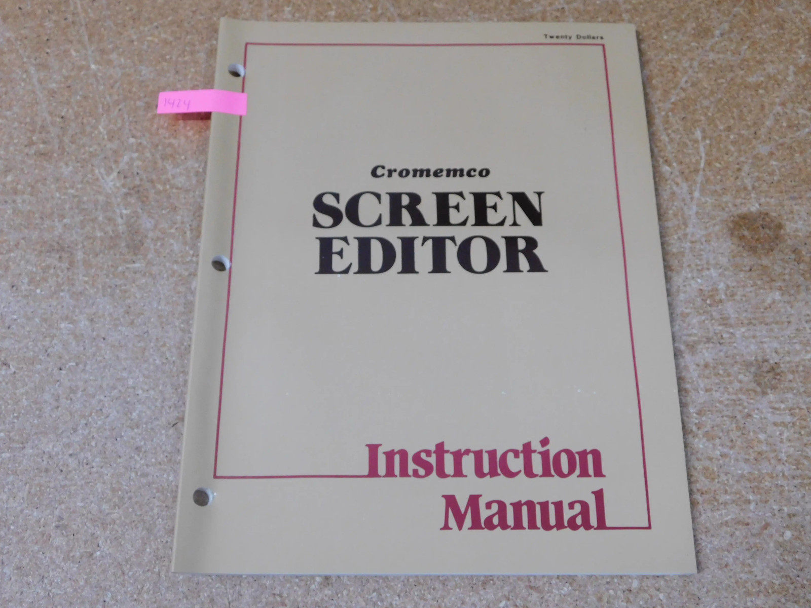 Cromemco Screen Editor Vintage Computer June 1980 Instruction Manual (original)