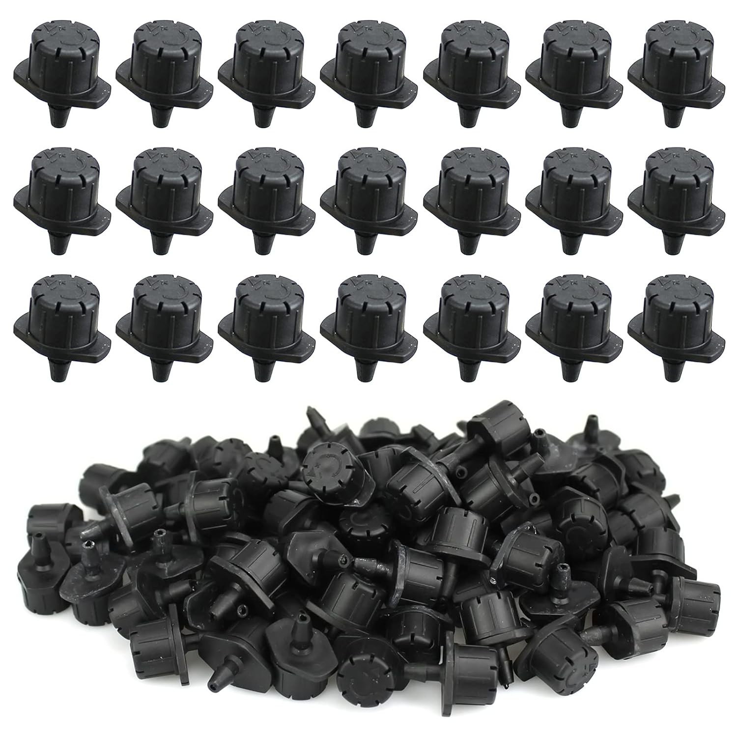 100Pcs Adjustable Drip Irrigation Emitters Drippers Sprinklers 1/4 In Garden Kit