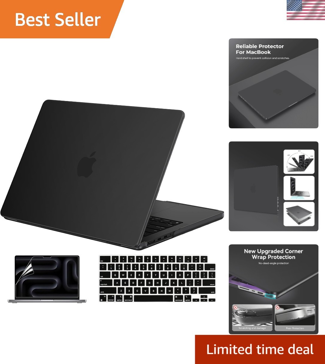 Elegant Anti-Fingerprint Case for MacBook Pro 14" - Complete with Keyboard Cover