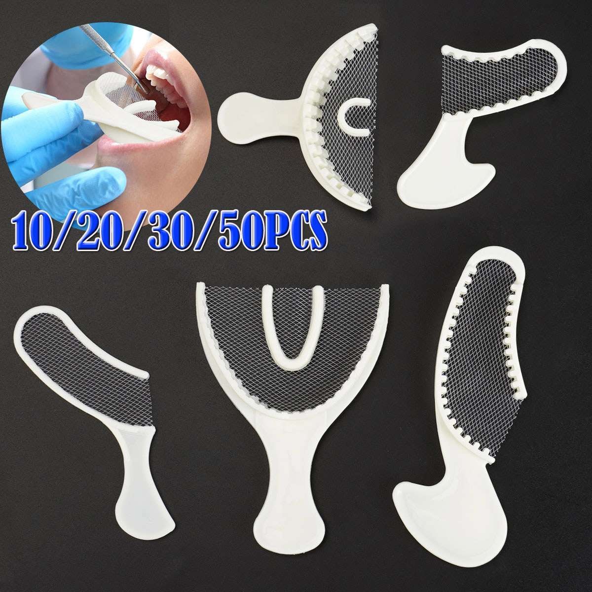 10/20/30/50X Dental Disposable Triple Impression Bite Registration Trays 5 types