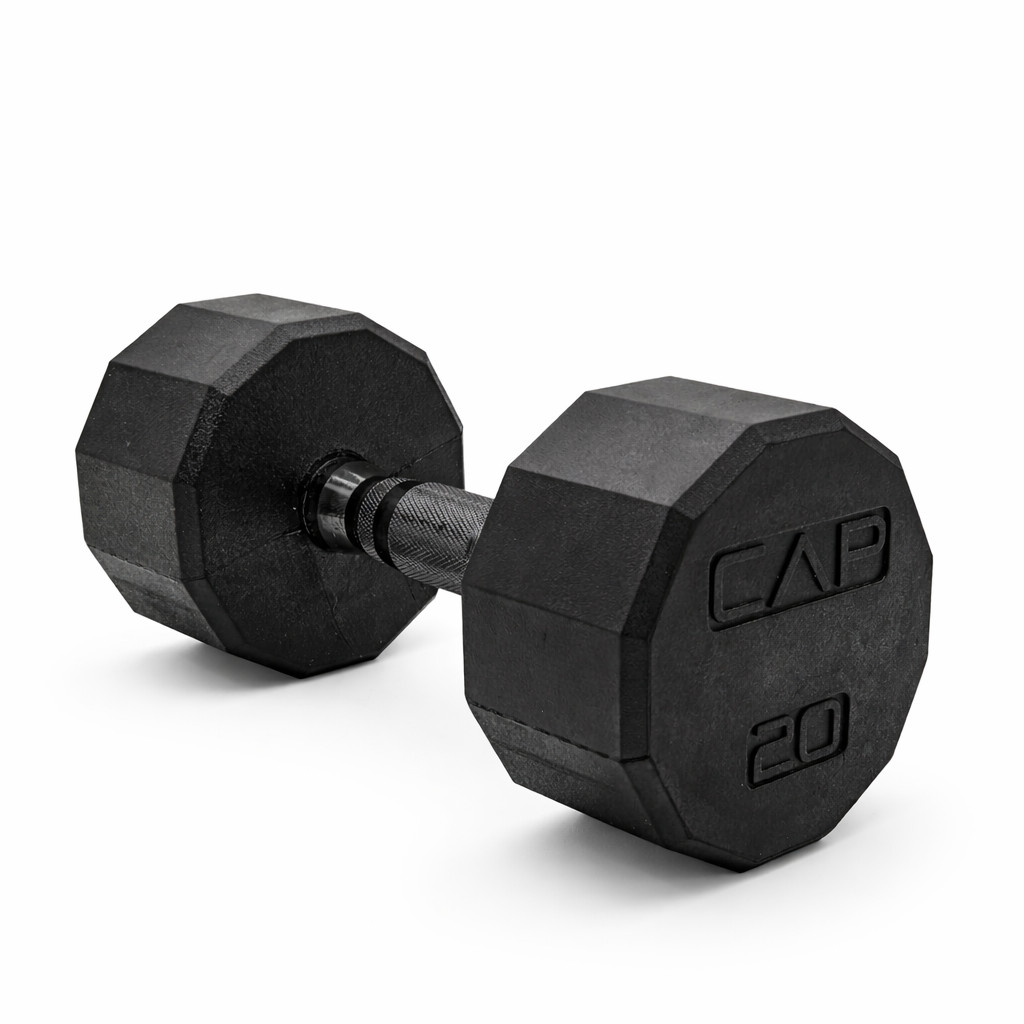 CAP Barbell Coated Dumbbell Weight 12-Sided Black Handle 20 lbs Dumbbell Single
