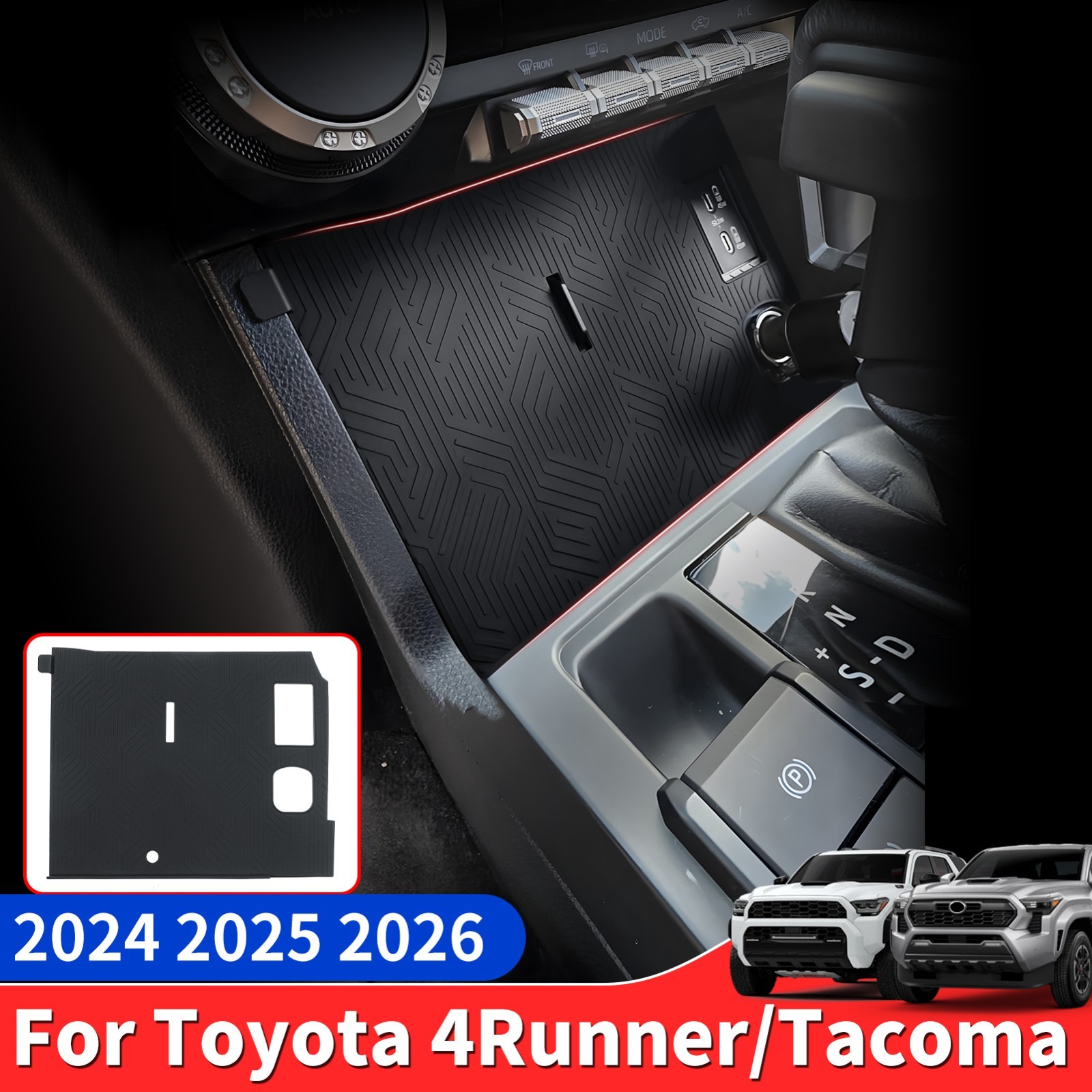 For 2024-2026 Toyota 4Runner Tacoma Wireless Charger Non-Slip Mat Accessories