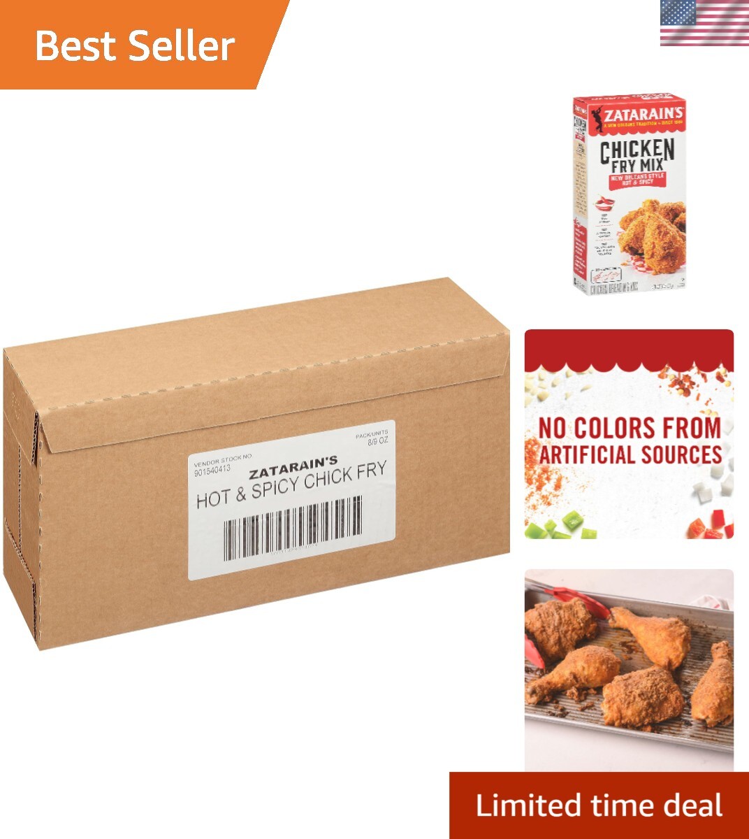 New Orleans Style Hot & Spicy Chicken Fry Mix - 8 Packs, No MSG, Family-Sized