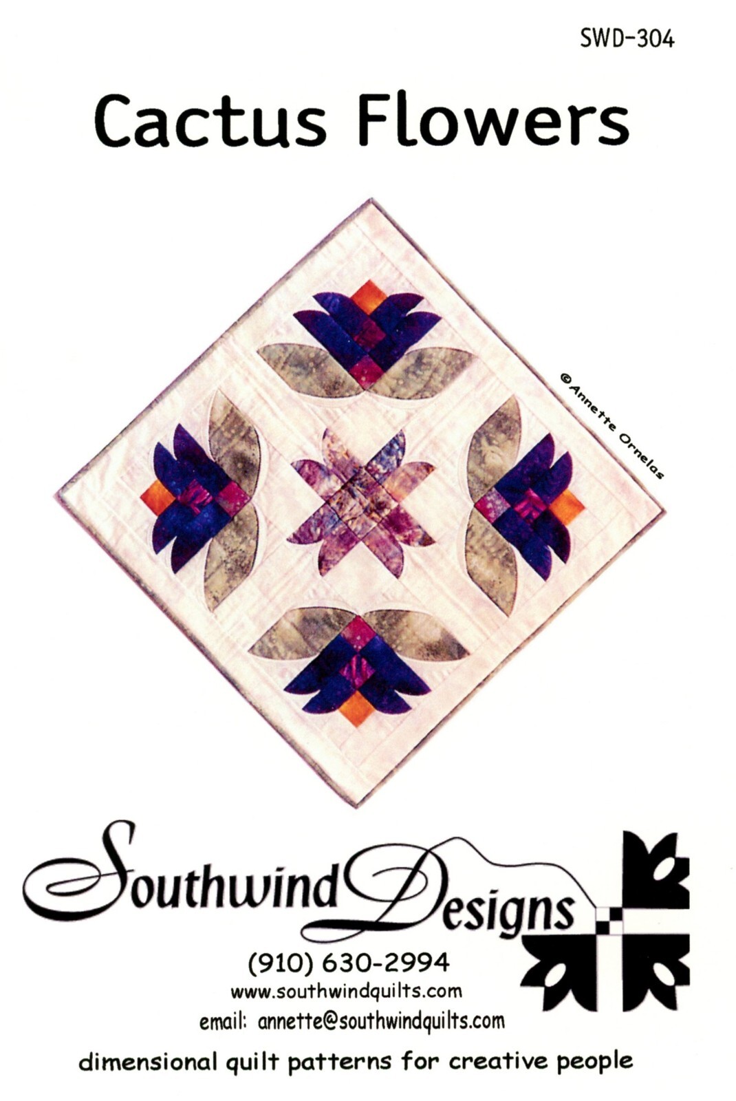 CACTUS FLOWERS Quilted Wall Hanging by Southwind Designs SWD-304 PATTERN