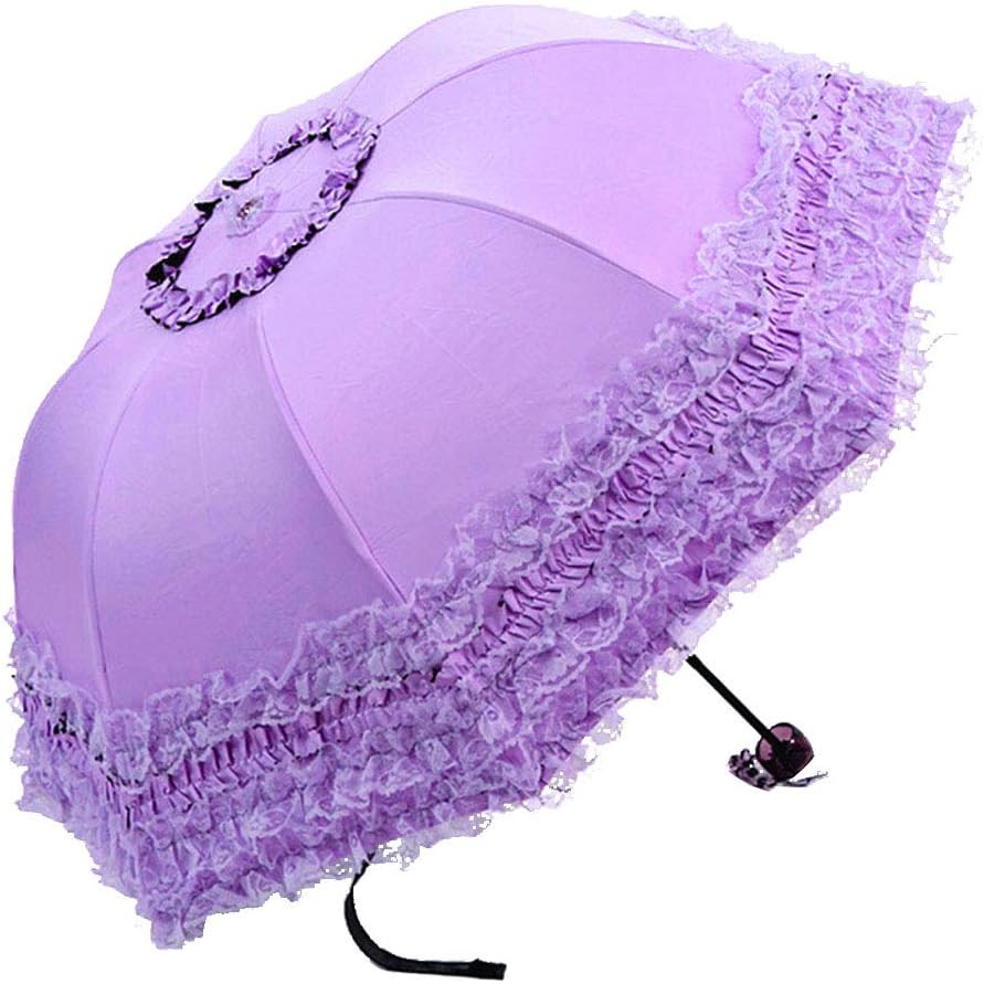 Lace Windproof Folding Sunny and Rainy Umbrella Ultraviolet-Proof anti Sun UV Pr