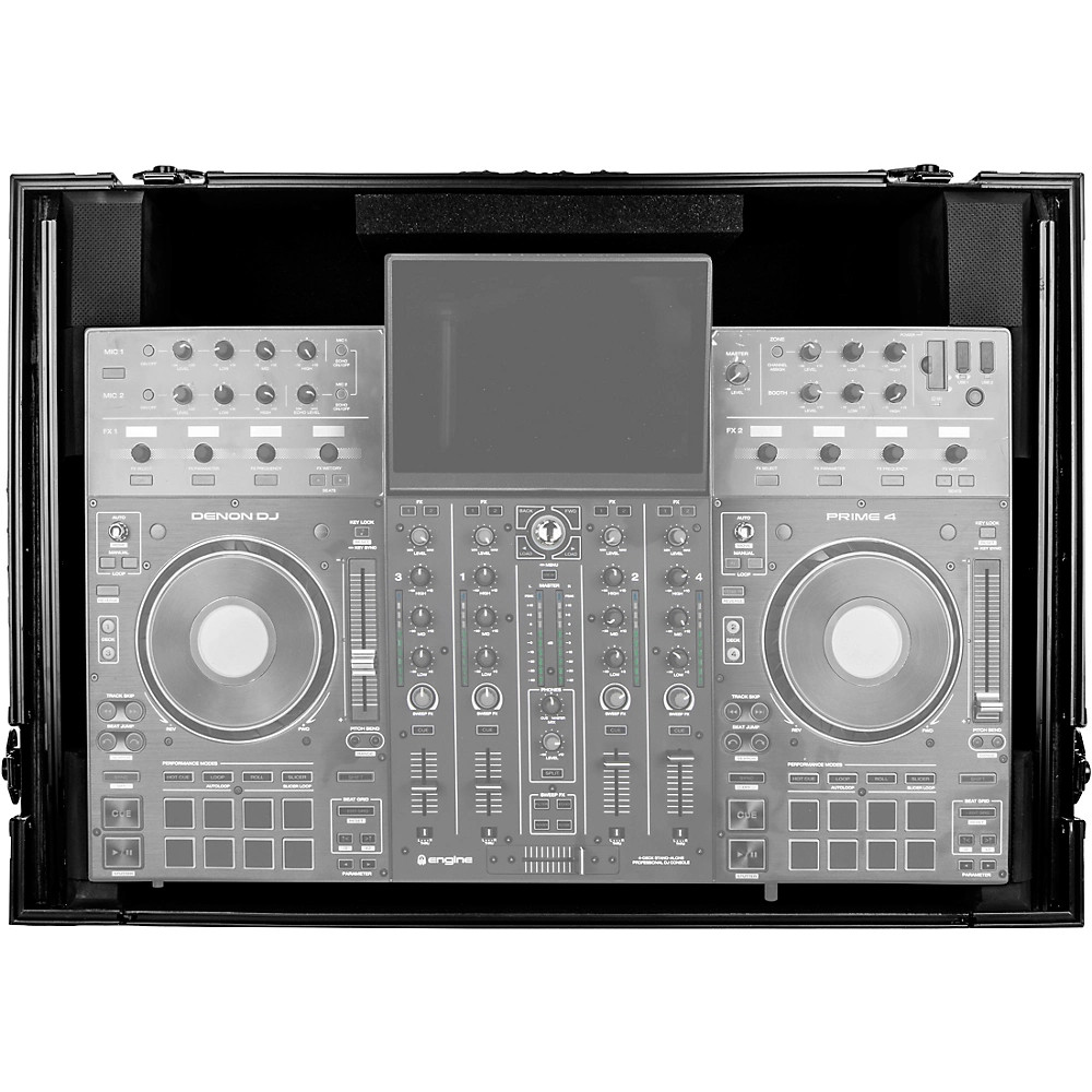 Odyssey Denon Prime 4 Black Flight Case With Glide Platform Black