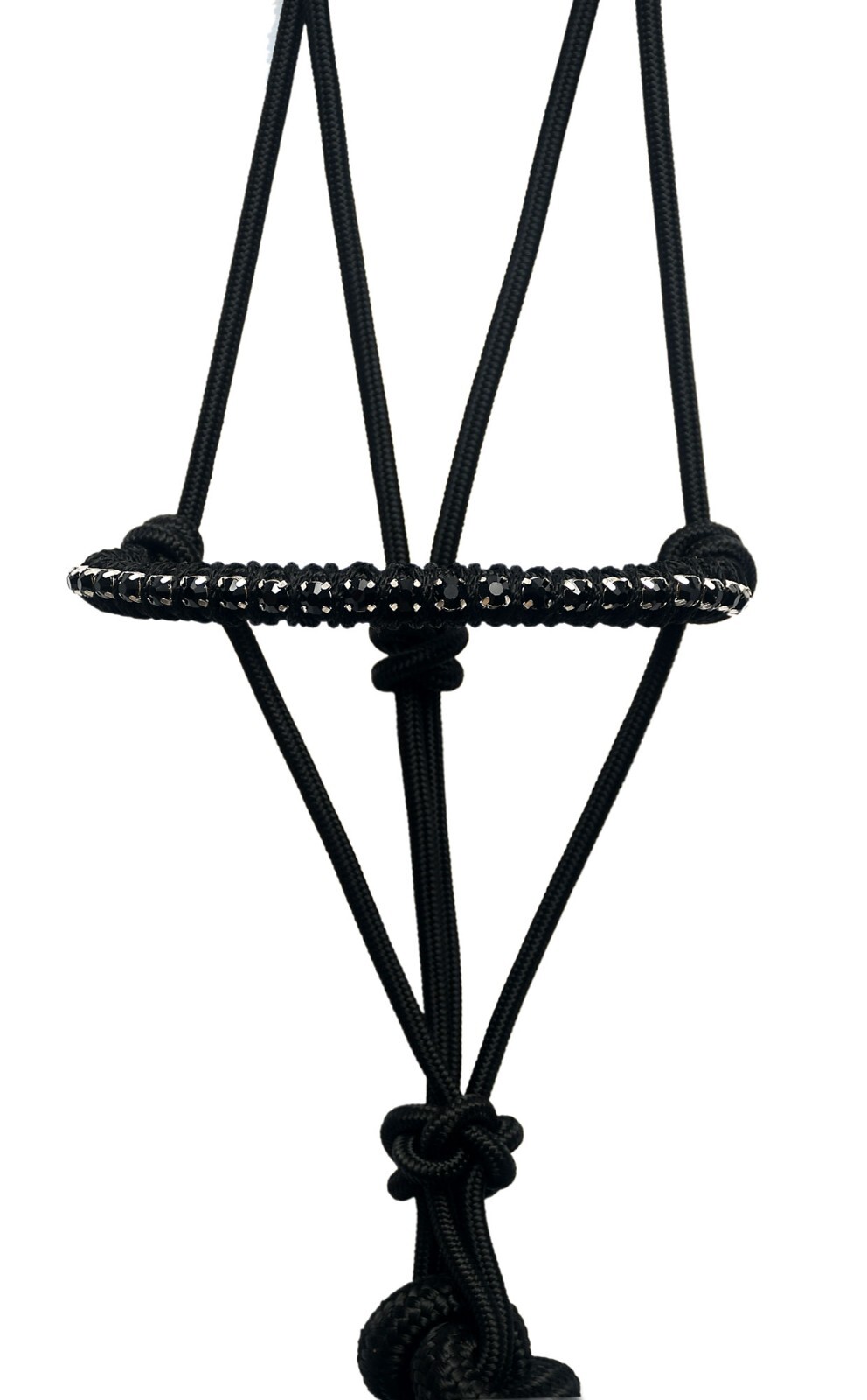Black Hoof Barrel Racer Beaded Rhinestone Bling Crystal Braided Nose Rope Ha