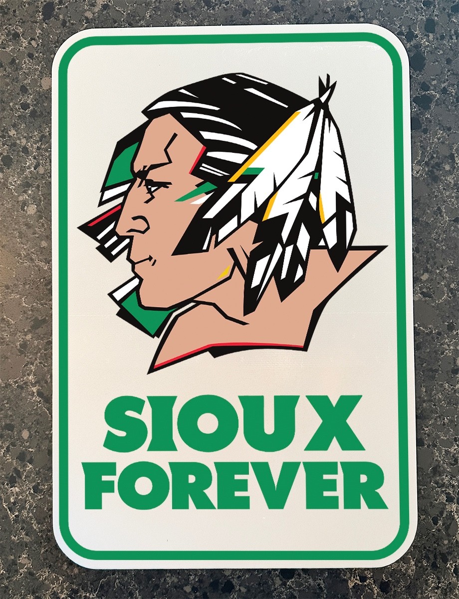 UND SIOUX vintage logo SIOUX FOREVER 12” x 18” ref aluminum