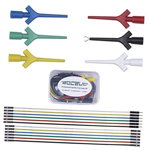 Test Lead Set, Mini Grabber Test Hook Clips Silicone Jumper Wires Cable for
