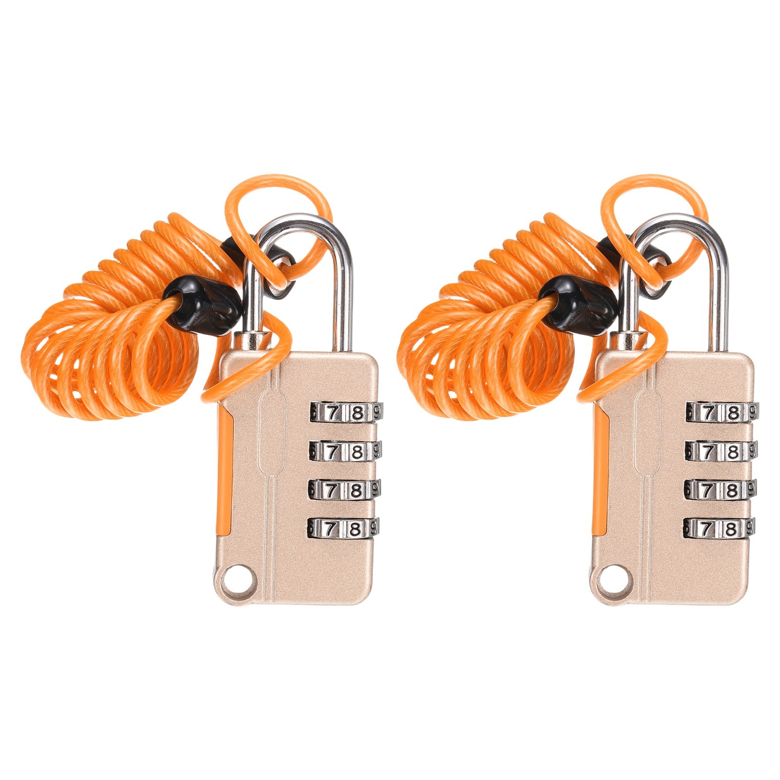 2 Pcs Luggage Lock, 4 Digit Combination Padlock and Flexible Yellow Cable (90cm)