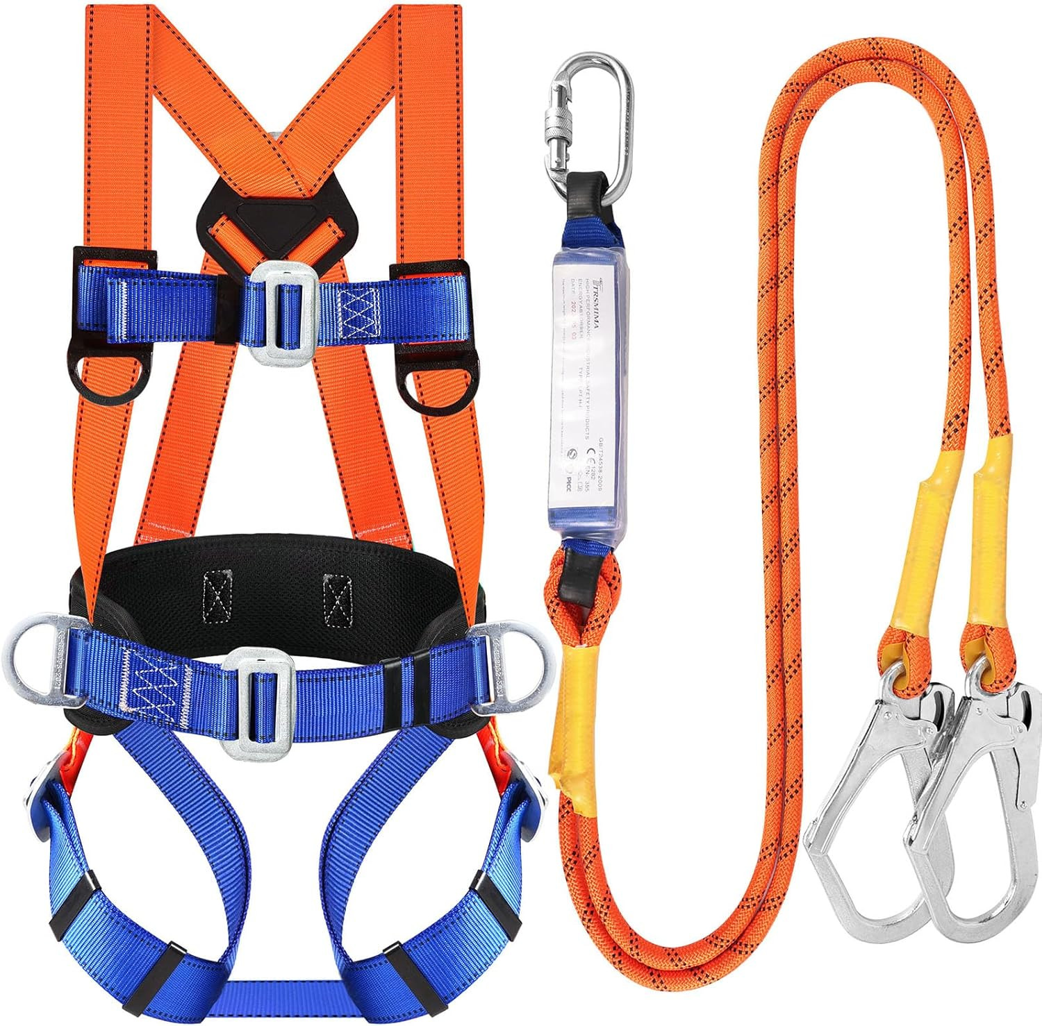 Safety Harness Fall Protection Kit: Full Body Roofing Harnesses with Shock Absor
