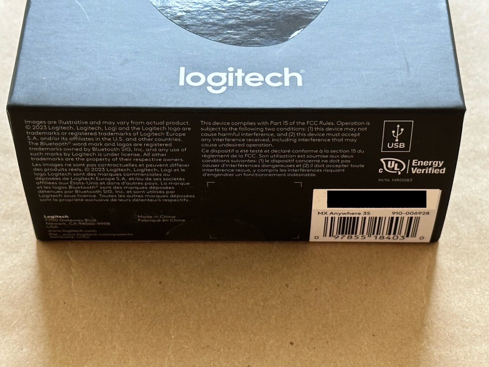 NEW LOGITECH MX ANYWHERE 3S COMPACT PERFORMANCE MOUSE COLOR: BLACK 910-006928