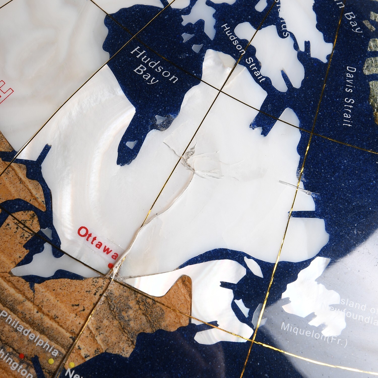 Blue Lapis Multi-Gemstone World Globe 13" Diameter