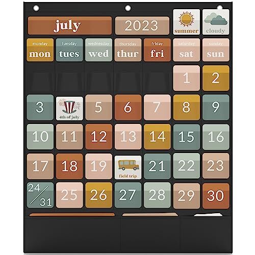 Classroom Calendar Pocket Chart with Educational Cards