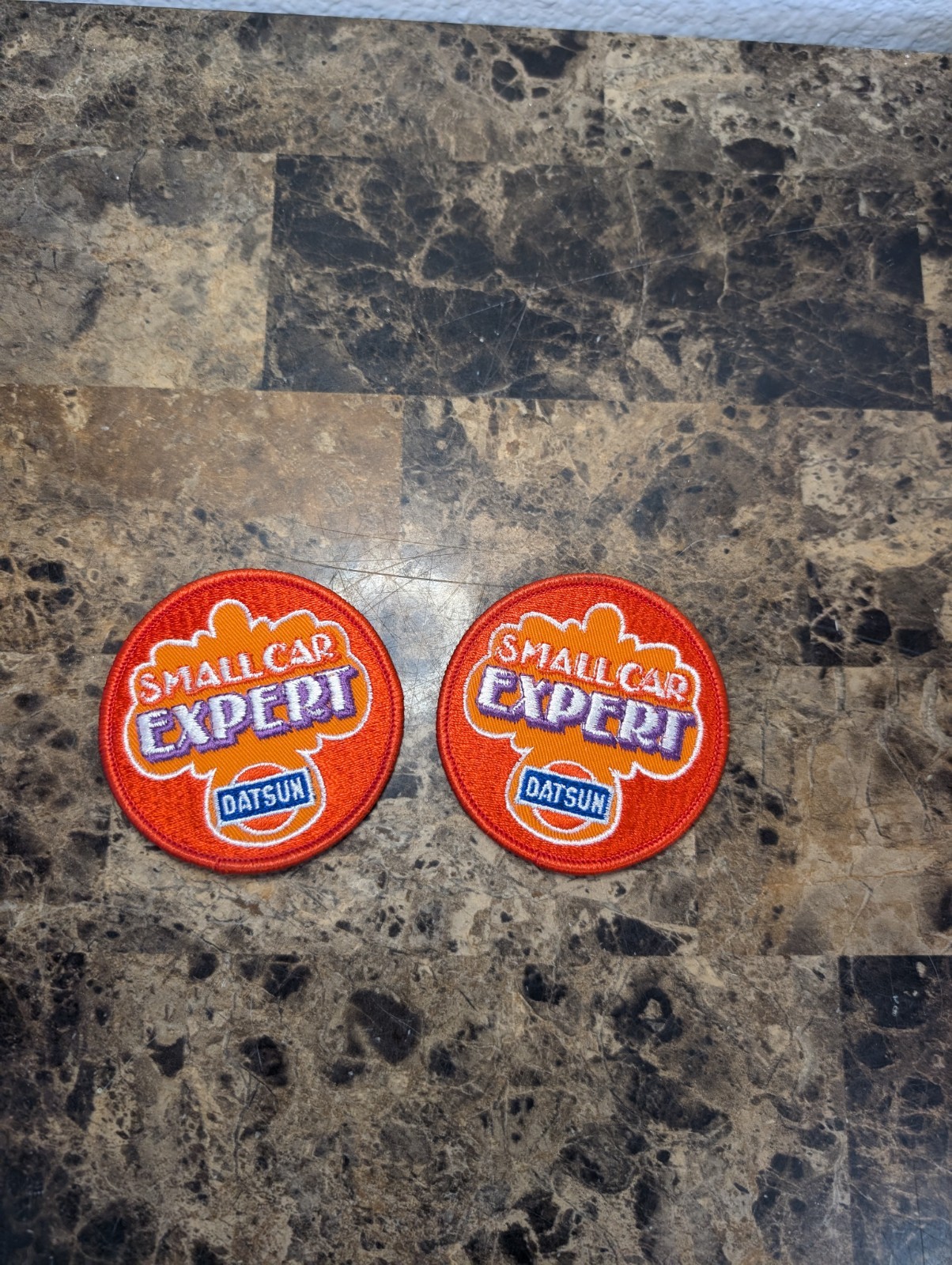 Hard To Find Lot Of 2 Datsun Small Car Expert Vintage Sew-on Patches 1970s