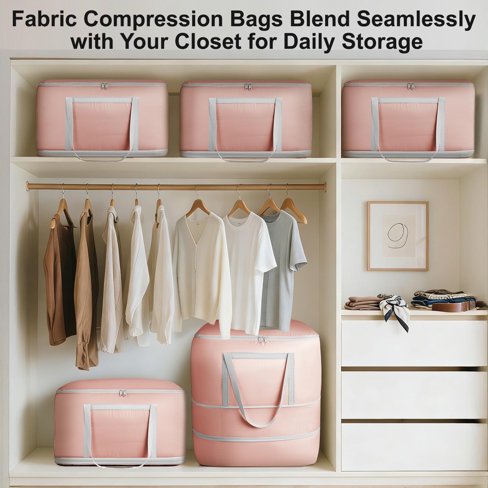 Easortm Comforter Storage Bag Pink 2 Pack -3-Layer